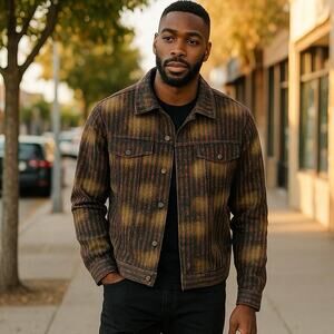 NWT Poizon men’s 2X denim jacket red thread worn look